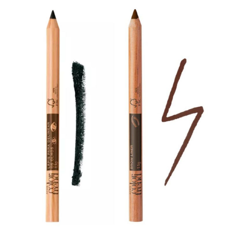Kit Lápis Delineador para Olhos Preto Matte + Lápis Para Sobrancelha Médio Colortrend Avon