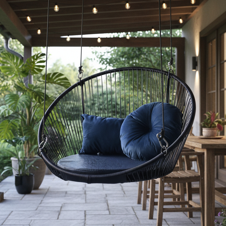 Kit Cadeira + Almofadas Suspensa Balanço Náutico Teto Edícula Sacada Pergolado Varanda Luxo Decoraçã
