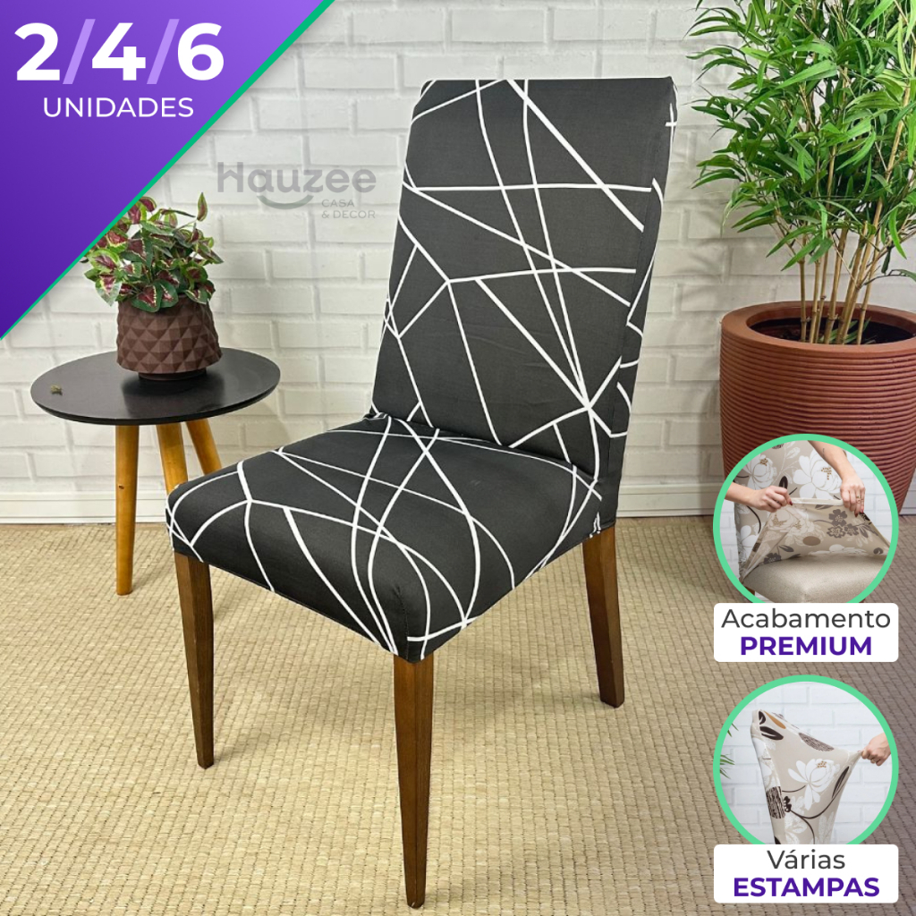 Kit Para Cadeiras De Jantar 2 4 6 un Tecido Importado Mais Resistente Acabamento Reforçado Elástico Grosso em Oferta na Shopee