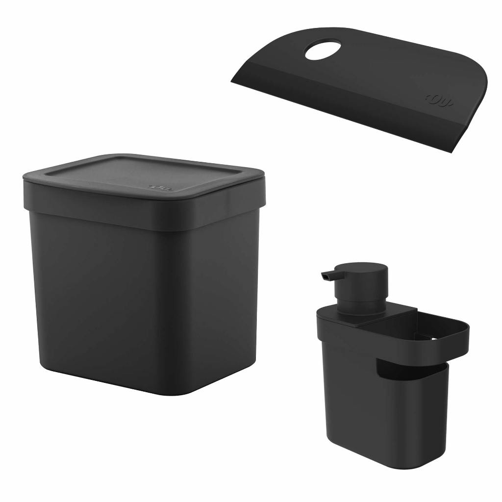 Kit Para Pia Cozinha Lixeira 4,7Lts Dispenser Detergente 650ml Rodo Compacto OU  Promo em Oferta na Shopee