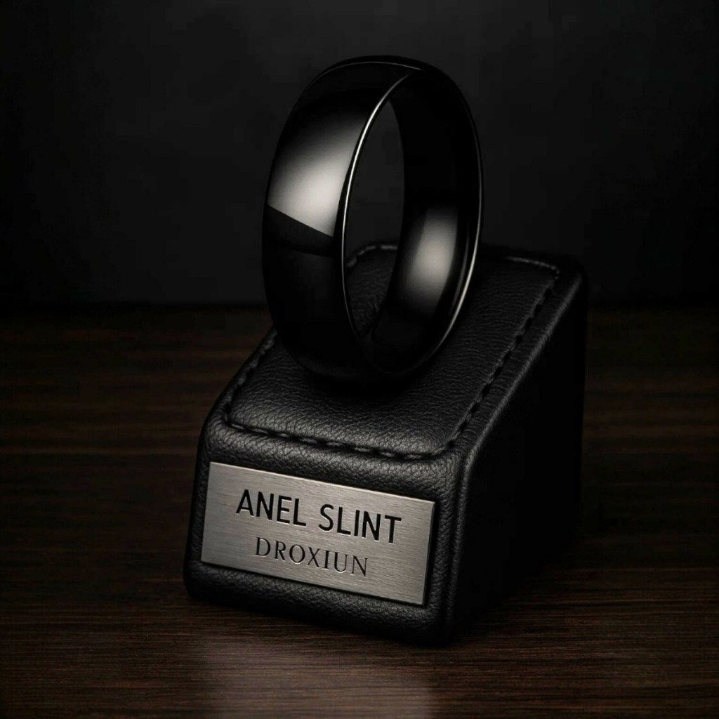 Anel Preto Masculino Premium Minimalista Luxuoso Aliança Aço Inoxidável