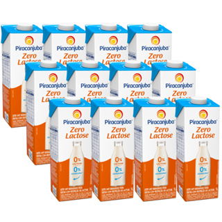 Kit C/12 Leite Uht Desnatado Zero Lactose Piracanjuba 1l em Oferta na Shopee