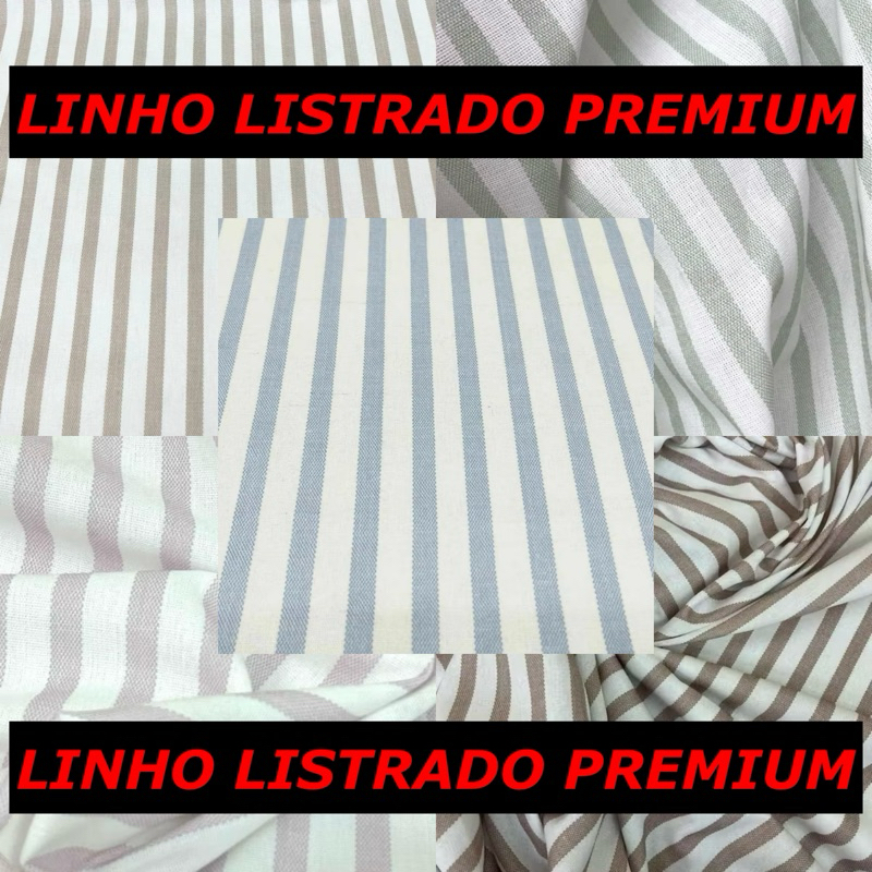Tecido Linho Listrado Premium 1 x 1,35 em Oferta na Shopee