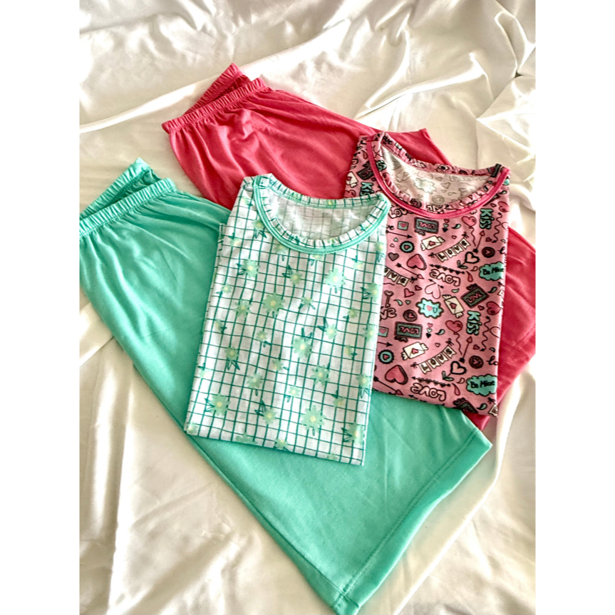 Gringas Lingerie Conjunto Pijama Camiseta bermuda super confortável Tecido algodão respirável d