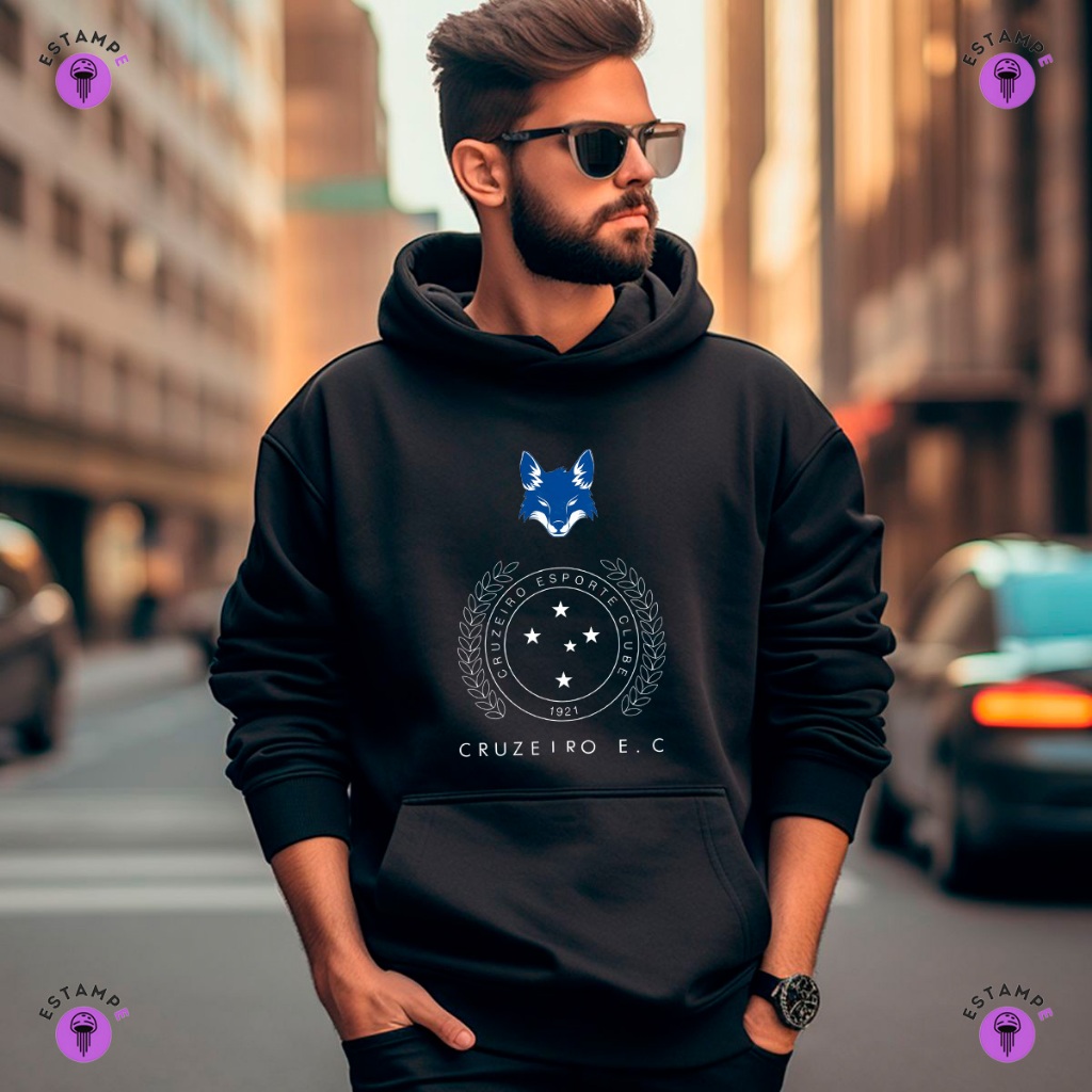 Moletom Canguru Adulto Cruzeiro Mafia Azul Futebol Blusa De Frio Casaco Agasalho Unissex