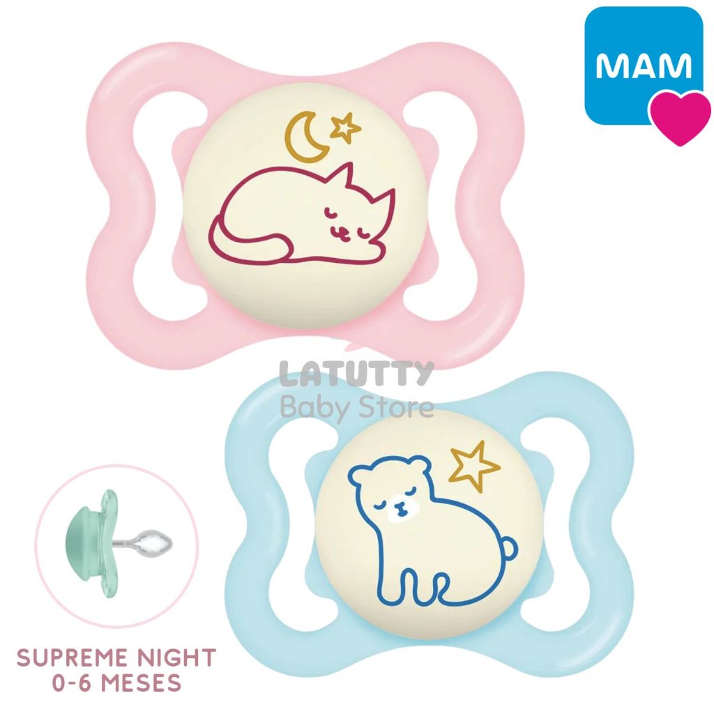 Chupeta MAM Supreme Night 0-6 Meses Brilha no Escuro Bico Silicone Bebê Recém Nascido