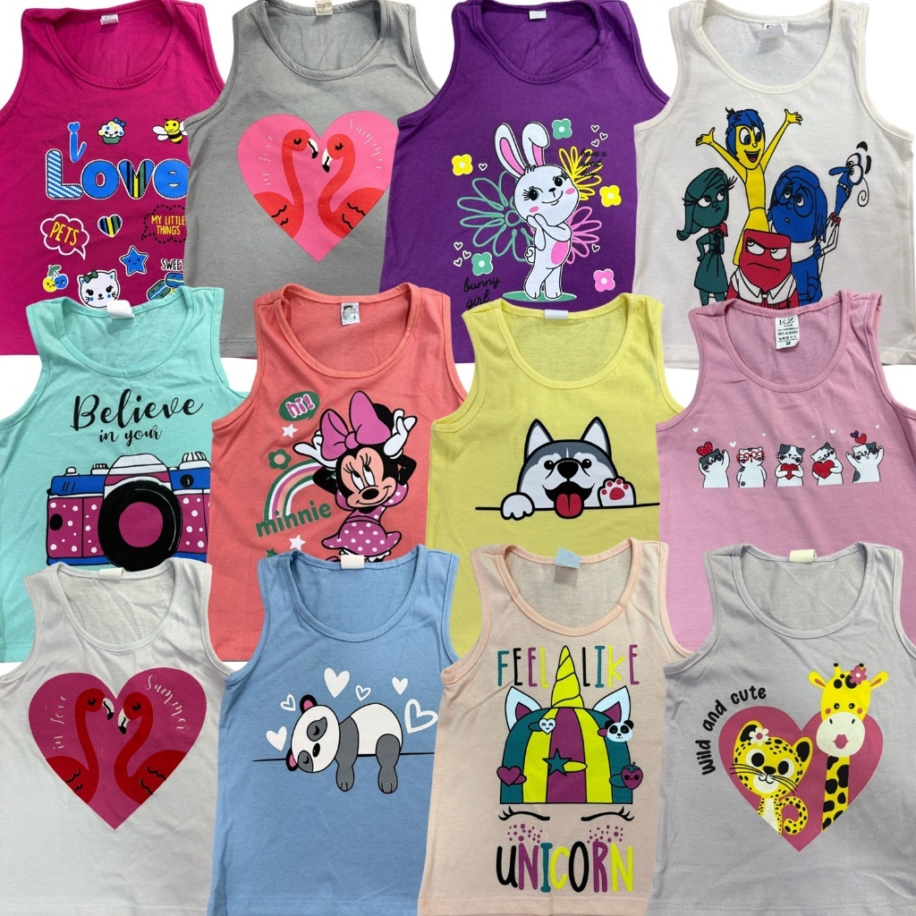 Kit 03 Camisetas Regatas Feminina Desenho Roupas Infantil  Algodão Menina em Oferta na Shopee