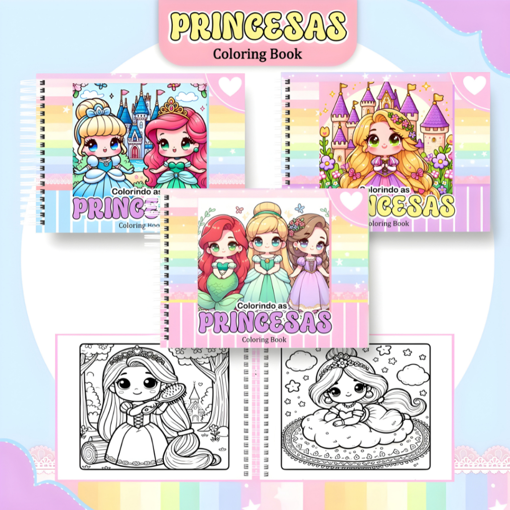 Livro de Colorir Folha GROSSA 180g PRINCESAS 50 Páginas / PROMOÇÃO