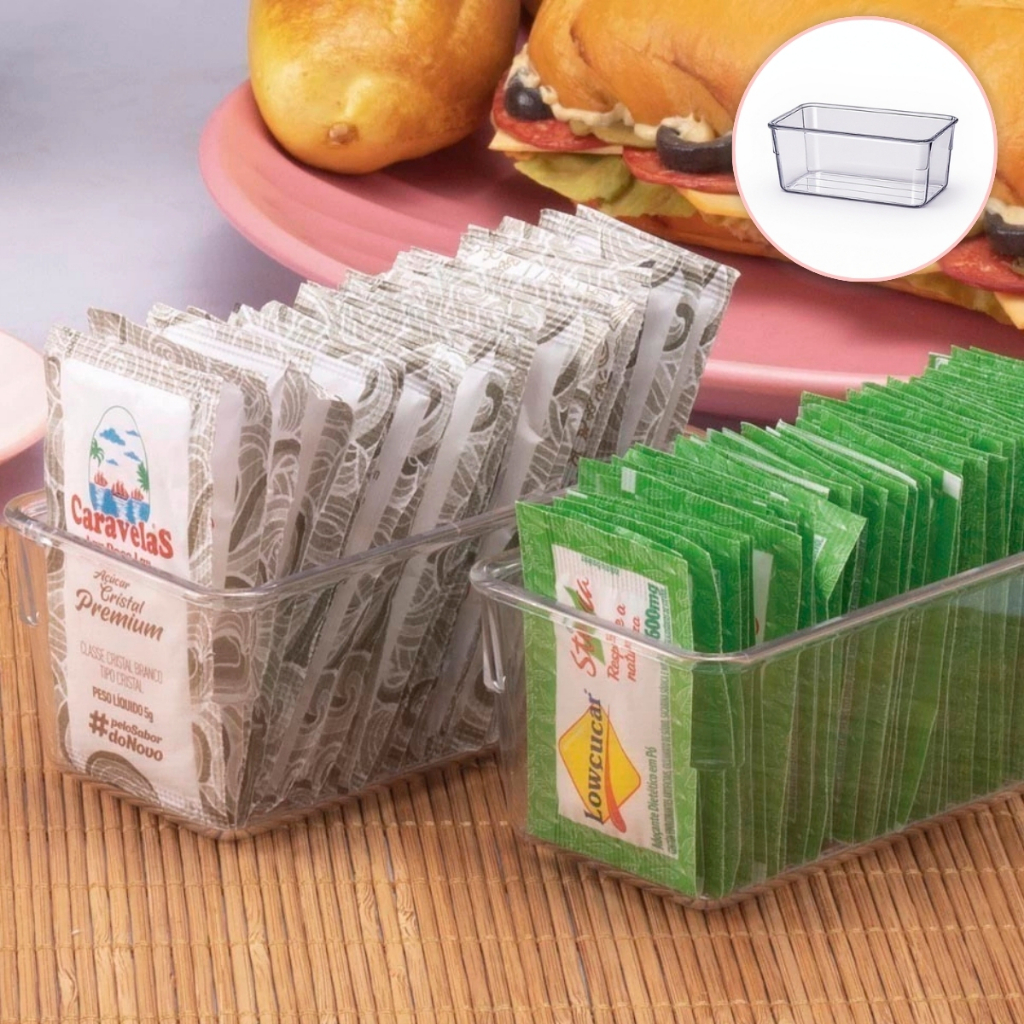 Organizador Porta Sachês Sal Açúcar Adoçante Palito de Dente Armário Geladeira Chá Cantinho do Café