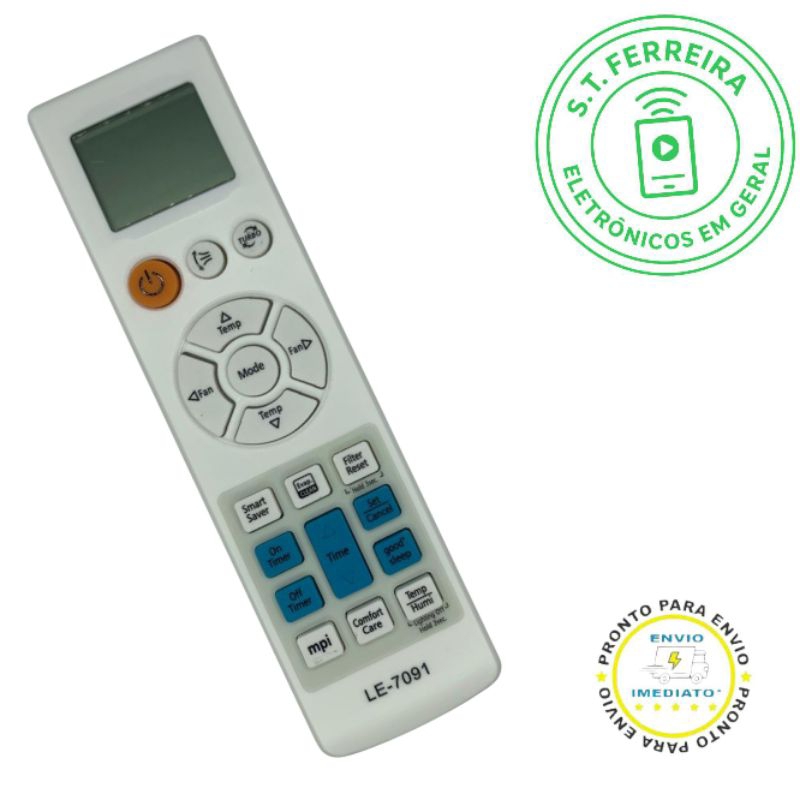 Controle Remoto Lelong LE-7091/SKY-9020/9030 para Ar Condicionado Samsung