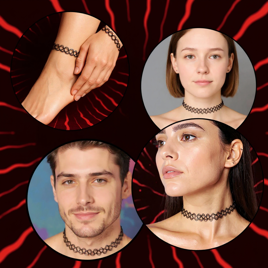 Colar Gargantilha Coleira Choker Tattoo Pulseira Tornozeleira Unissex Estilo ÚNICO Moda