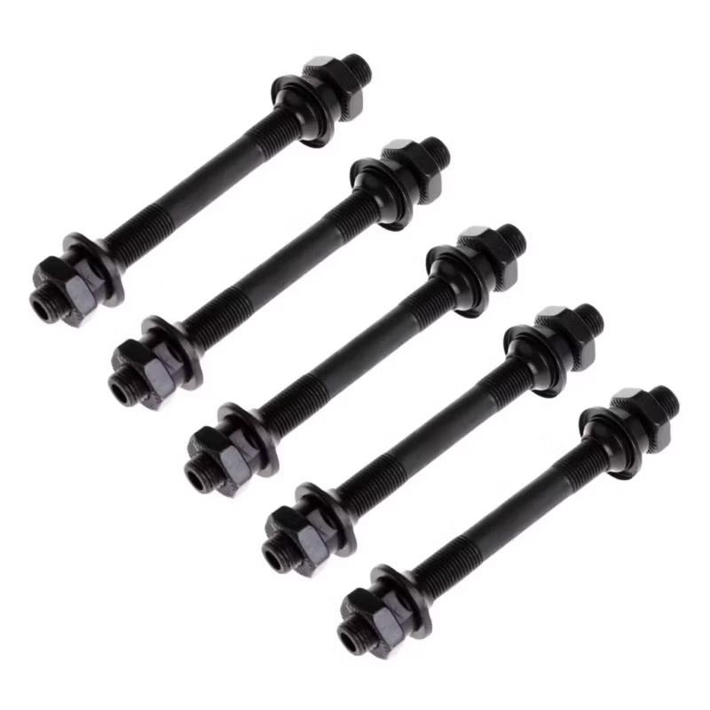 Kit 5 Eixo Dianteiro Furado 3/8 100x108mm Preto Com Cones Bicicleta Bike MTB Eixo Vazado
