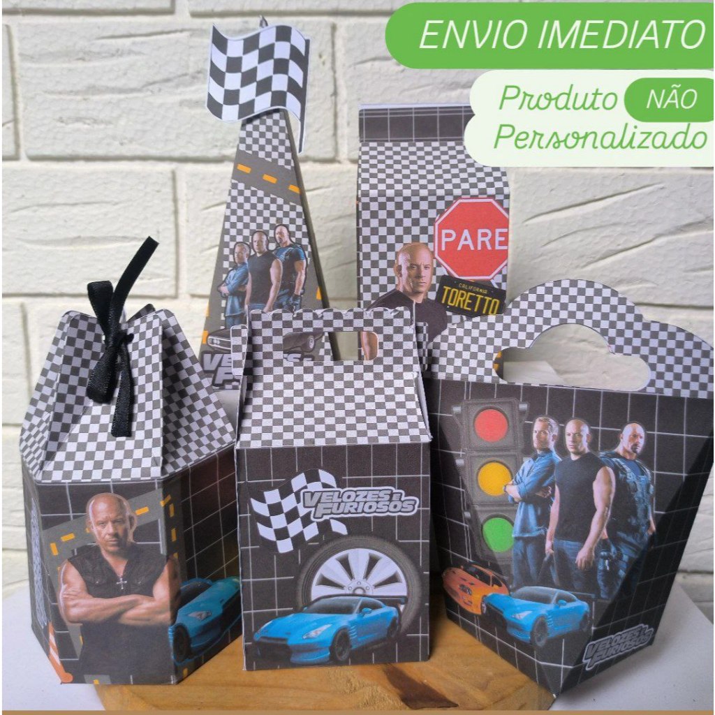 Caixinhas Velozes e Furiosos - Caixinhas para decoração e lembrancinha de aniversário infantil - Pegue e Monte