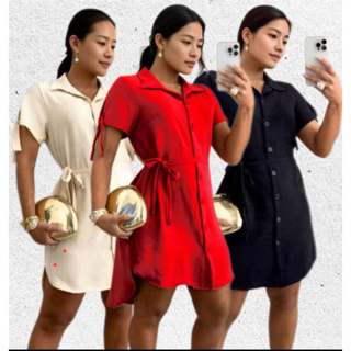 Chemise Manga Curta Cinto Camisão com Cinto Amarração Saida De Praia em Oferta na Shopee