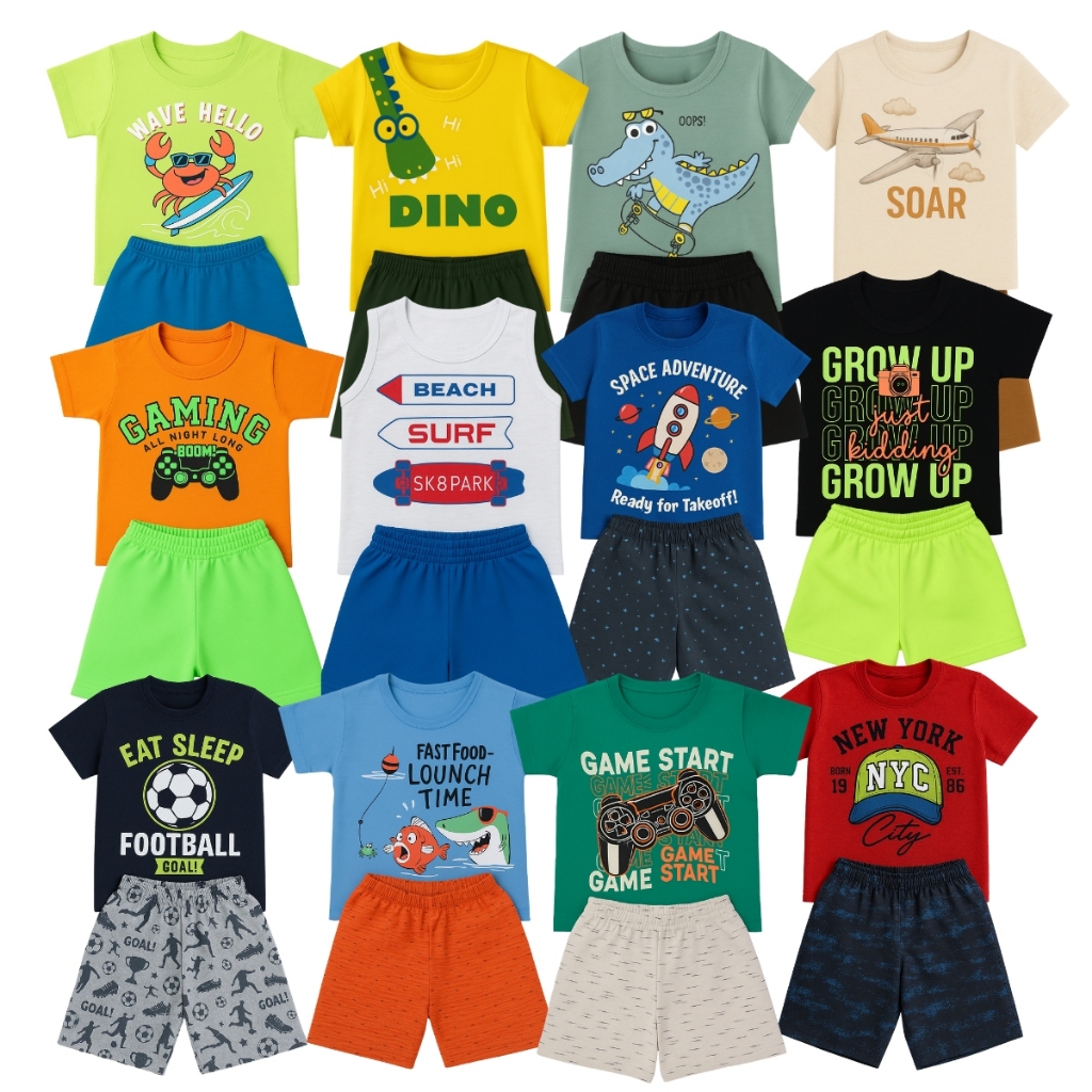 Kit com 2 ou 10 Peças de Roupas Menino Verão Infantil Bebê -  Kit 2 ou 5 Conjunto Verão em Oferta na Shopee