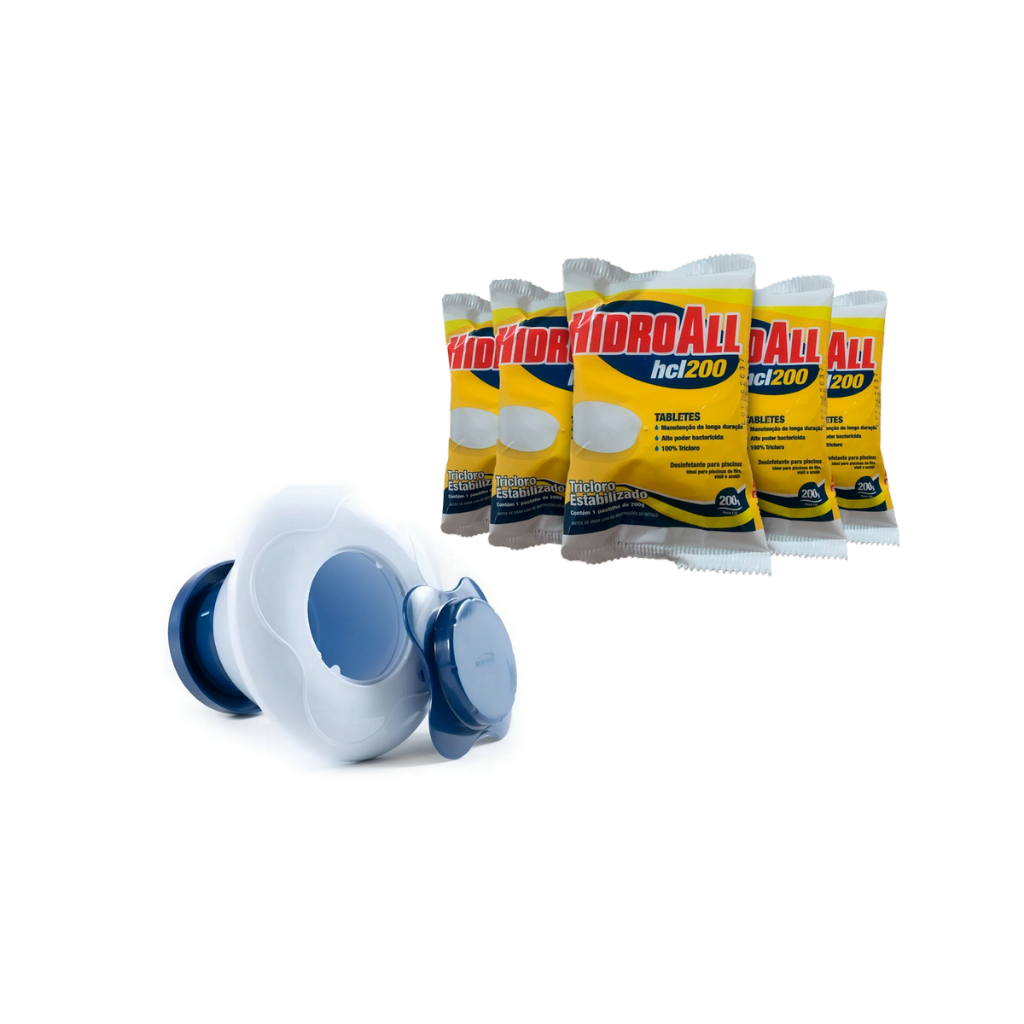 Kit 5 Pastilha de Cloro HCL 200g + 1 Clorador Flutuante para Piscinas em Oferta na Shopee
