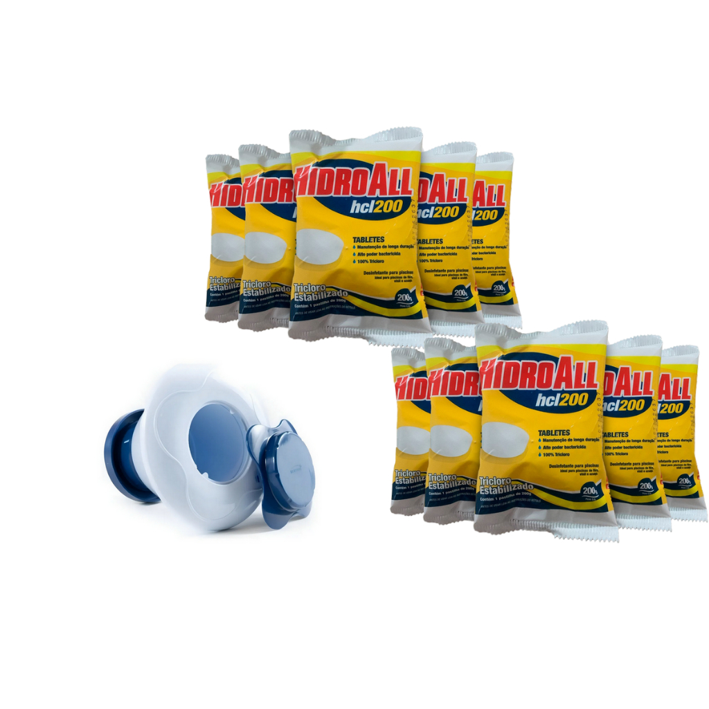 KIT 10 PASTILHAS HCL 200G + 1 CLORADOR MARGARIDA FLUTUANTE