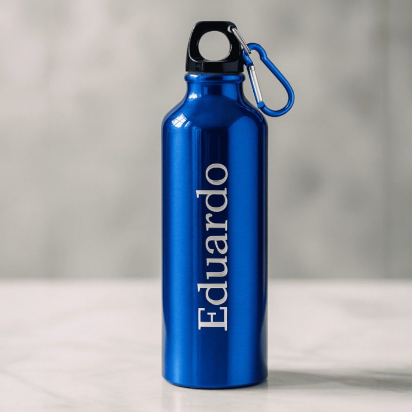 Garrafa Squeeze Alumínio com Mosquetão  530ml - Com ou sem Nome Personalizado em Oferta na Shopee