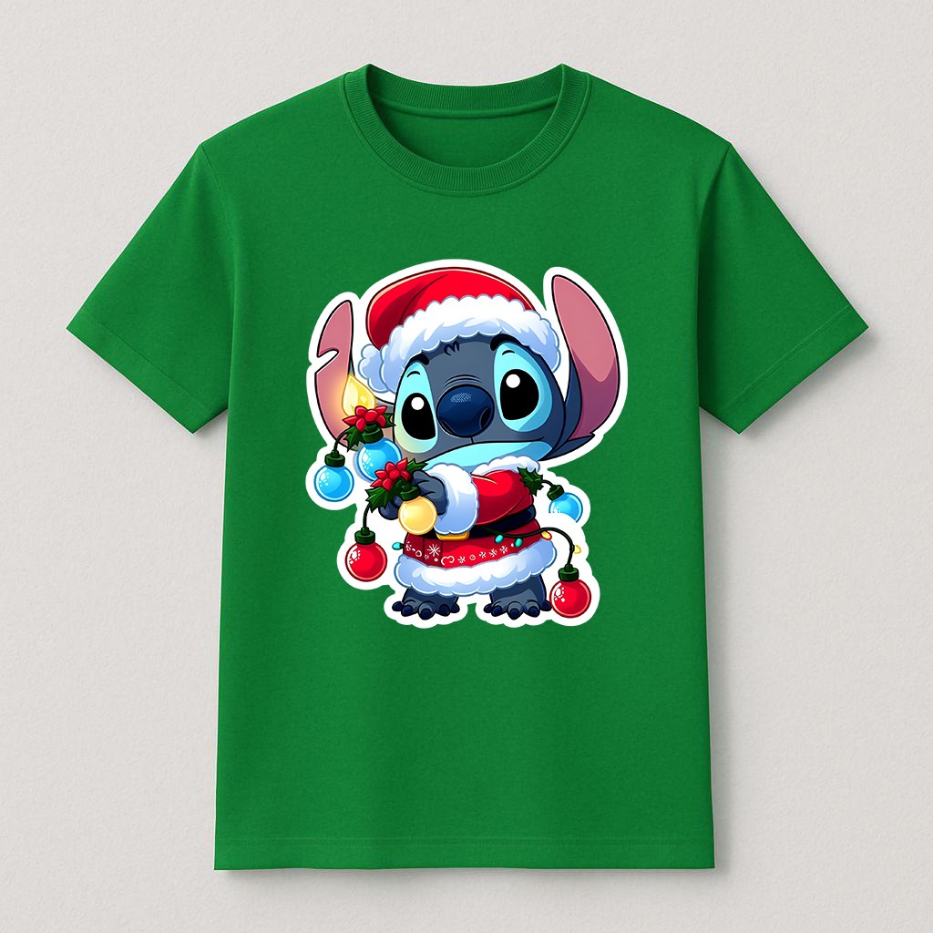 Camiseta Stitch Natalina Unissex Estampa de Natal Camisa Disney Natal Stitch Presente de Natal