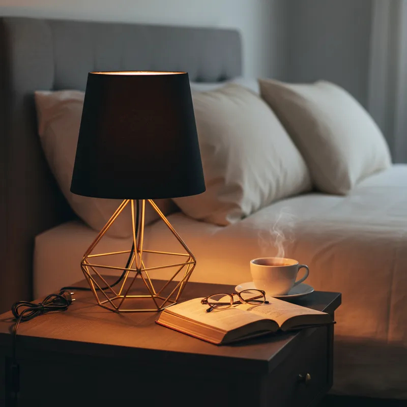 Abajur Luminária de Mesa Base Diamante Aramado C/ Cúpula Tecido Sala Escritório Quarto Cab...