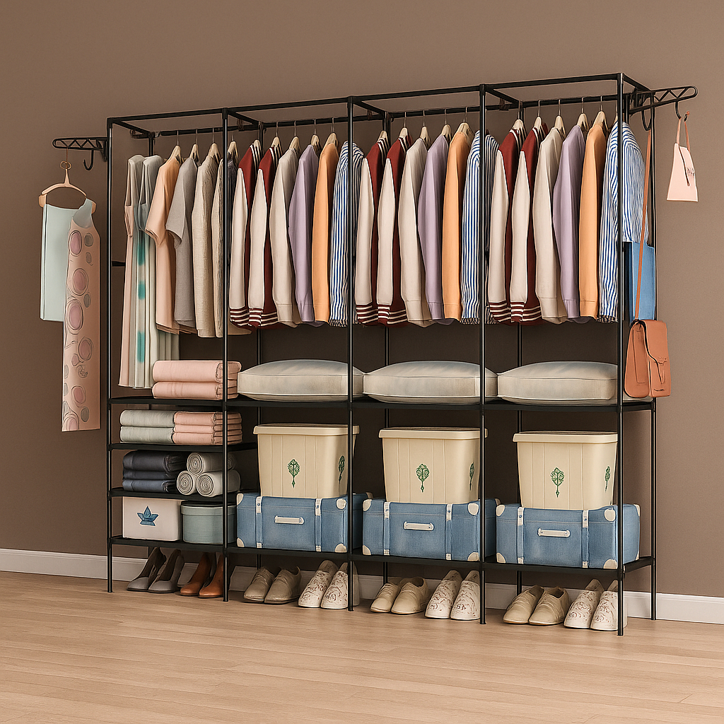 Roupeiro Guarda Roupa Portatil Cabideiro Arara Para Roupa Sapateira Organizador Multiuso Armário