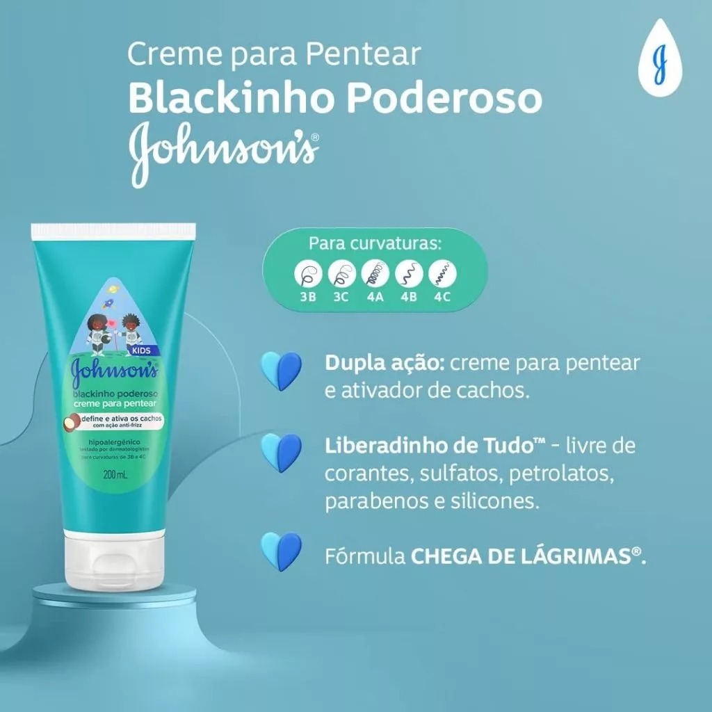 Creme para Pentear Johnson’s Kids Black Poderoso Crespos 200ml