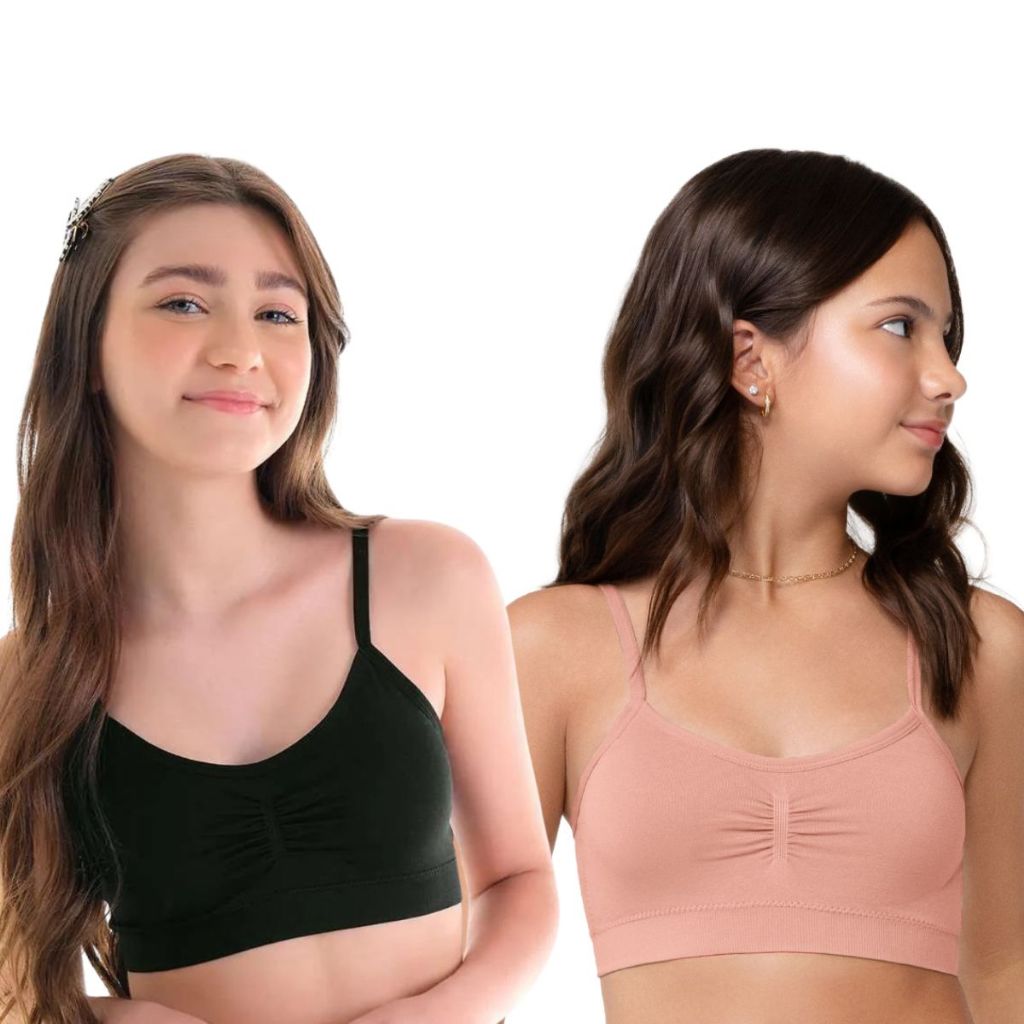 Kit 2 Top Teen Menina Sem Costura Zee Rucci Com Bojo Removível em Oferta na Shopee