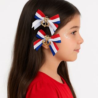 Laço De Cabelo Marinheiro Luxo c/Presilha Acessório Fantasia Cosplay Carnaval Kit c/2 unidades em Oferta na Shopee