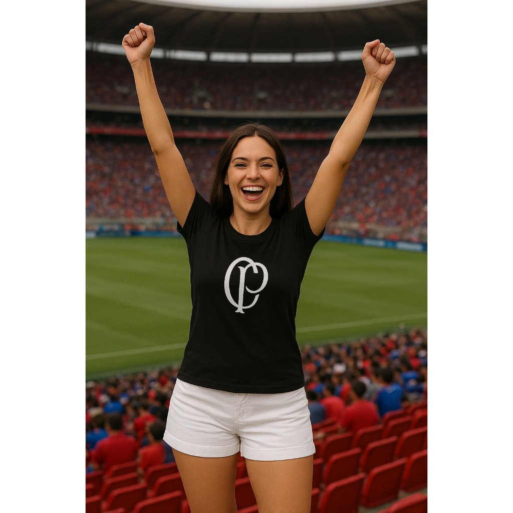 Camiseta T-Shirt Feminina CP Baby Look Torcedora Time Gavião da Fiel Algodão P ao GG Varias Cores
