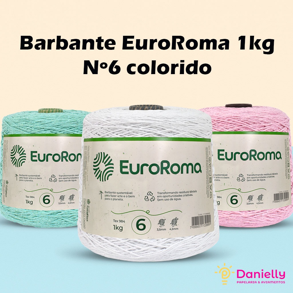 Barbante Euroroma 1Kg Fio Nº 6 Linha de Crochê em Oferta na Shopee