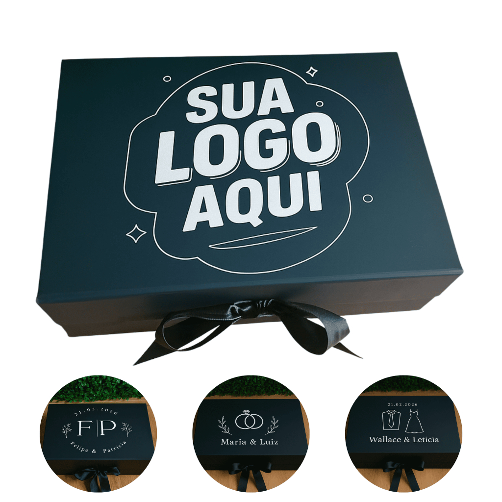 Caixa Presente Magnética imã Personalizada Premium Rígida com Fita de Cetim 28x20x9cm em Oferta na Shopee