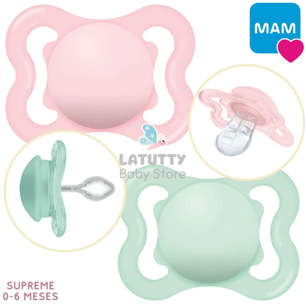 Chupeta MAM Supreme RN a 6 Meses Bico Silicone Ventilação Protege Pele do Bebê Menino Menina