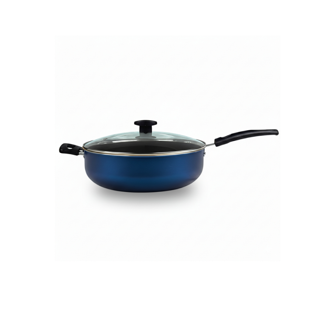 Frigideira Wok 30 Cm Com Antiaderente Teflon E Tampa de Vidro 5.9 Litros.