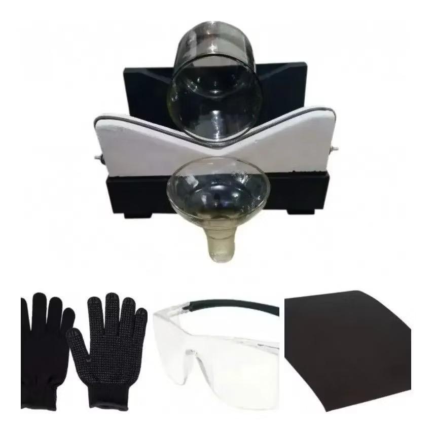 maquina cortadora de garrafa + óculos + lixa + luva + 3 resistencias extras cortador derra garrafa de vidro em Oferta na Shopee