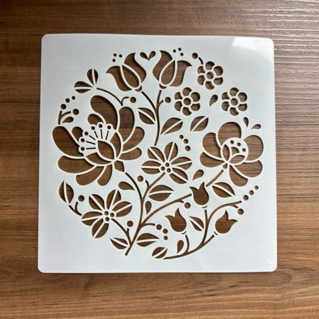 Estêncil vazado Mandala Flores 18 x 18 cm folhas redondo molde stencil pintura confeitaria artesanato em Oferta na Shopee