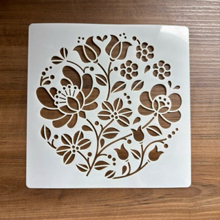 Estêncil vazado Mandala Flores 18 x 18 cm folhas redondo molde stencil pintura confeitaria artesanato em Oferta na Shopee