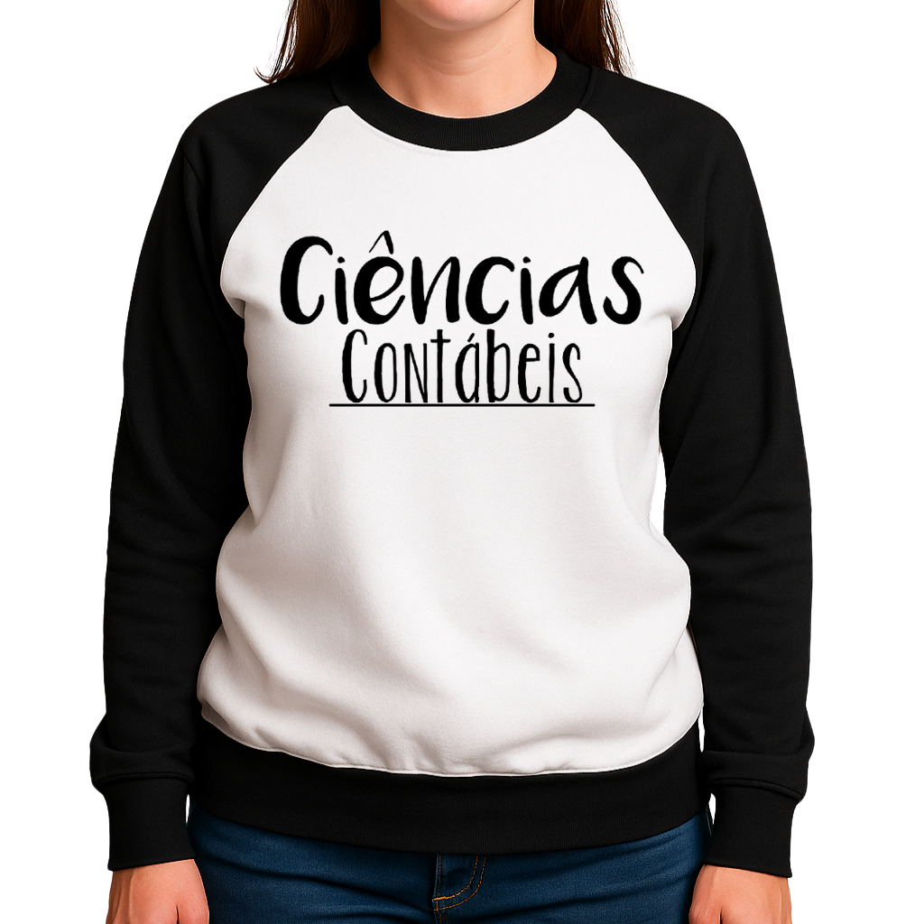 Blusa de Ciências Contábeis - Moletom Feminino Raglan