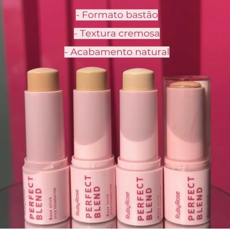 Base Stick Ruby Rose Perfect Blend ou Sunkiss - Natural ou Bronzeador