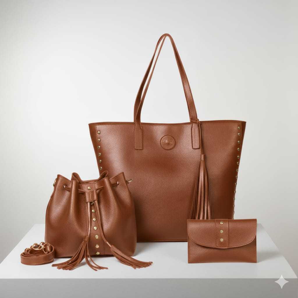 Bolsa Sacola Kit 3 Peças Femininas Bolsa de Couro Sintetico Porta Moedas Bolsa Pequena