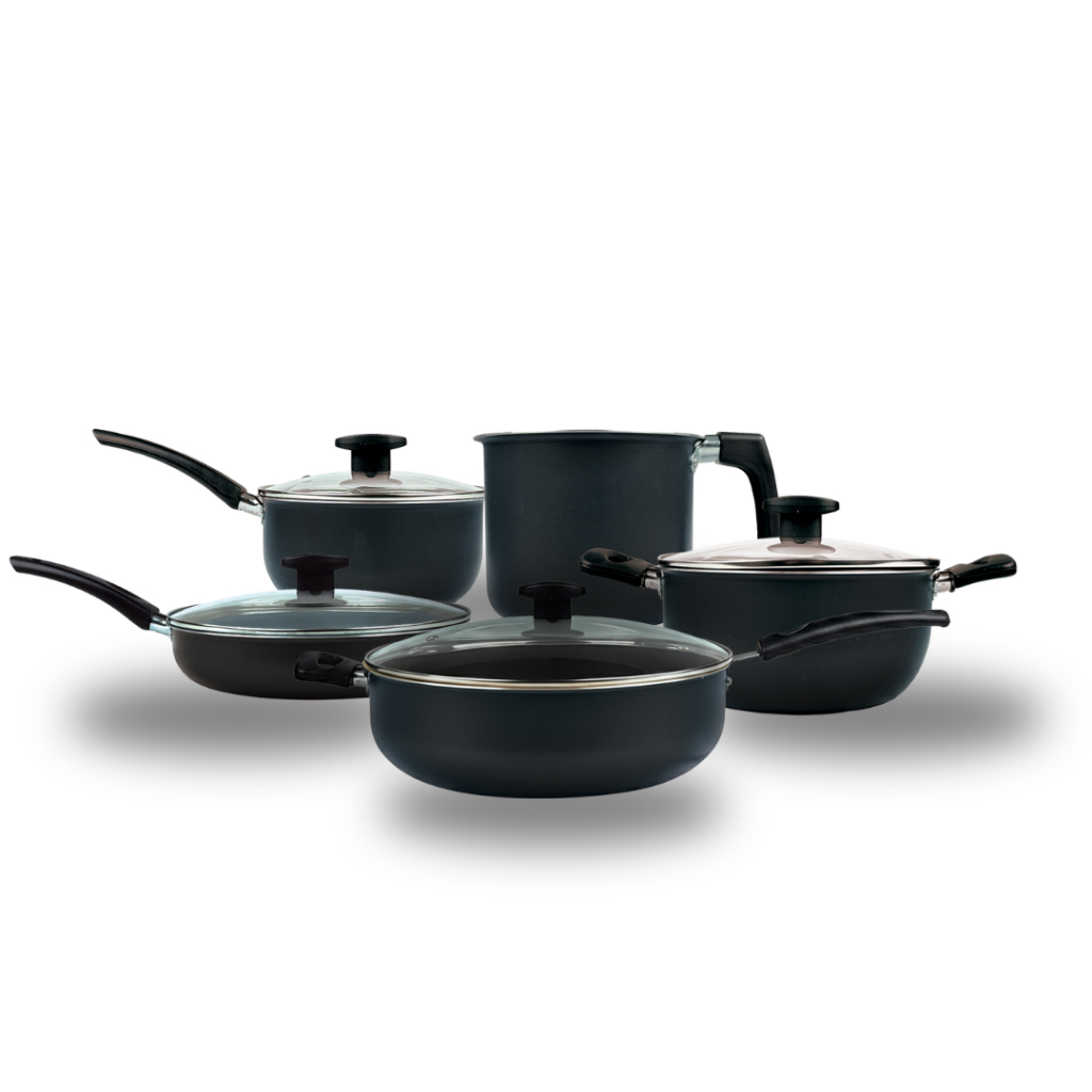 Imagem Jogo de Panelas Antiaderentes Variadas 5 Peças Grandes WOK (Premium) Preto.