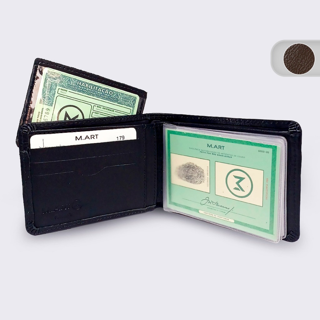Carteira M.ART Couro com Porta Cartao Masculina 179 em Oferta na Shopee