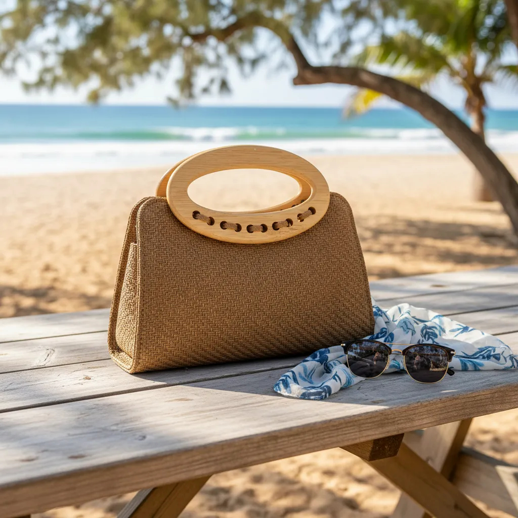 Bolsa de Palha LaytonVivian L1003 Handbag com Alça de Madeira Oval Corrente Removível Elegante em Oferta na Shopee