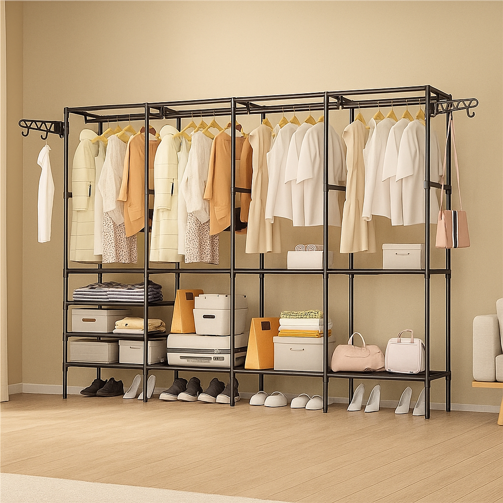 Roupeiro Guarda Roupa Portatil Cabideiro Arara Para Roupa Sapateira Organizador Multiuso Armário