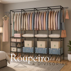 Roupeiro Guarda Roupa Portatil Cabideiro Arara Para Roupa Sapateira Organizador Multiuso Armário
