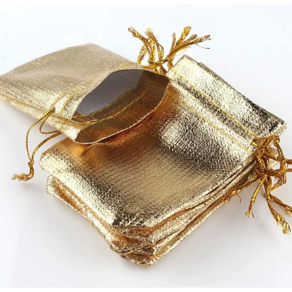 Saco Organza Tipo Lame 7x9 Dourado 50unidades P/bijuterias em Oferta na Shopee