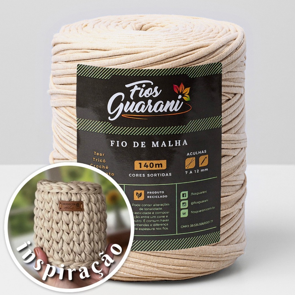 Fio de Malha Residual 140m Bege Claro ótimo rendimento - Artesanato, Crochê e Tricô Fios Guarani em Oferta na Shopee