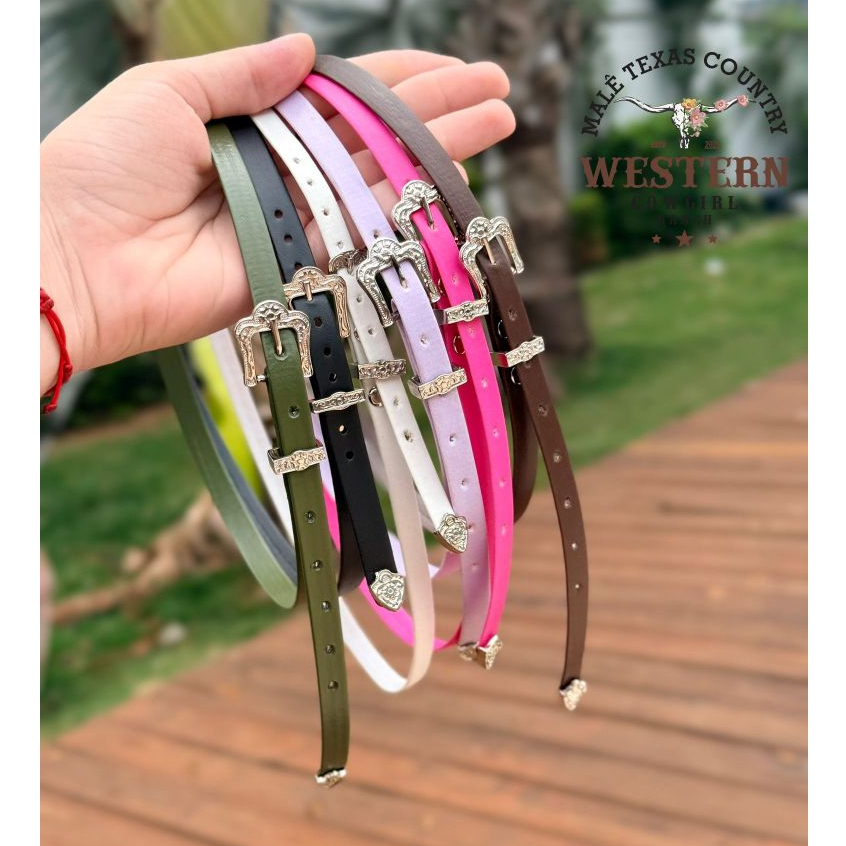 Bandinha Para Chapéu Couro com Fivela Varias Cores Unissex Moda Country — imagem 2 de 2