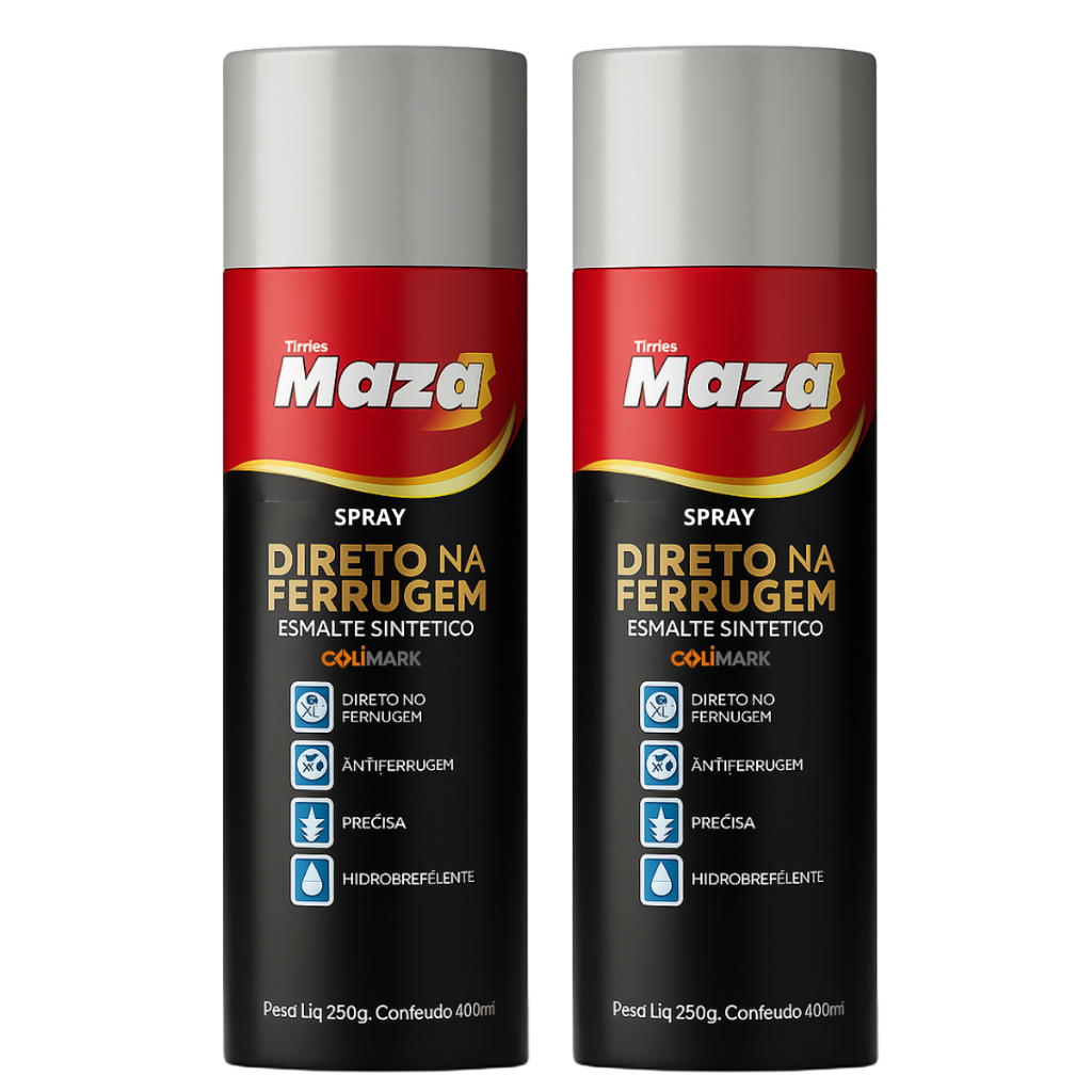 Kit 2 Spray Tinta Para Portão Enferrujado Ferro Esmalte Sintético Direto na Ferrugem 250g/400ml Maza em Oferta na Shopee