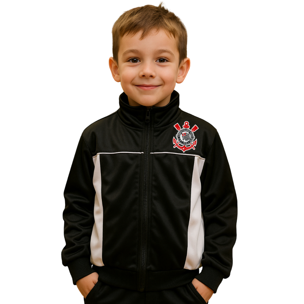 Jaqueta Avulsa Agasalho Esportivo Timão Corinthians Infantil Unissex