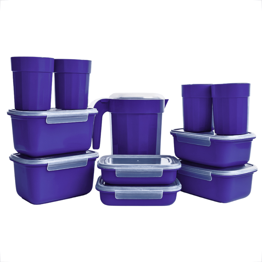Kit Utilidades Domésticas 11 Peças Potes Plásticos, Copos e Jarra para o Dia a Dia Cozinha